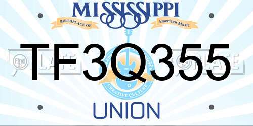 TF3Q355 Mississippi License Plate