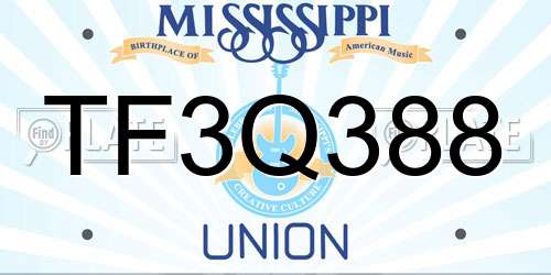 TF3Q388 Mississippi License Plate