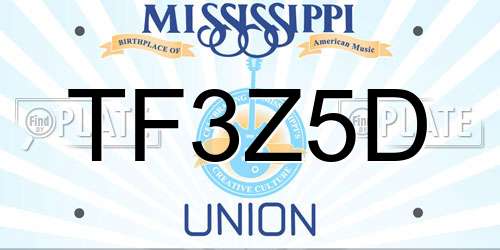 TF3Z5D Mississippi License Plate