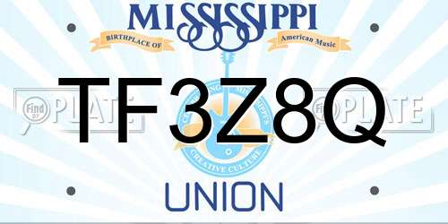 TF3Z8Q Mississippi License Plate
