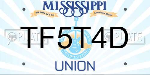 TF5T4D Mississippi License Plate