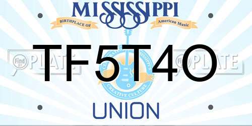 TF5T4O Mississippi License Plate