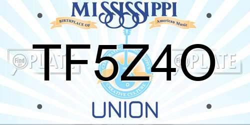 TF5Z4O Mississippi License Plate