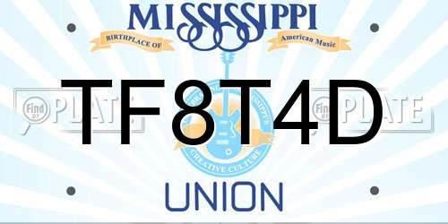TF8T4D Mississippi License Plate