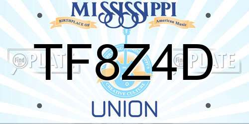 TF8Z4D Mississippi License Plate