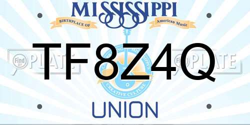 TF8Z4Q Mississippi License Plate