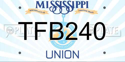 TFB240 Mississippi License Plate