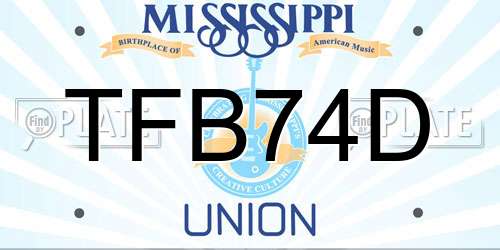 TFB74D Mississippi License Plate