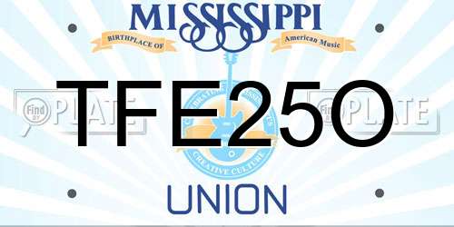 TFE25O Mississippi License Plate