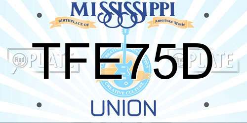 TFE75D Mississippi License Plate