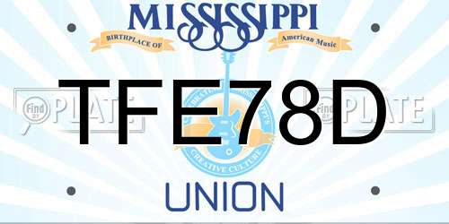 TFE78D Mississippi License Plate