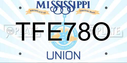 TFE78O Mississippi License Plate