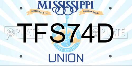 TFS74D Mississippi License Plate