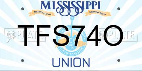 TFS74O Mississippi License Plate