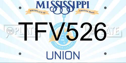 TFV526 Mississippi License Plate
