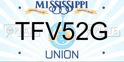 TFV52G Mississippi License Plate