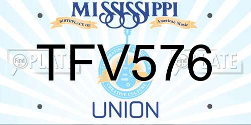 TFV576 Mississippi License Plate