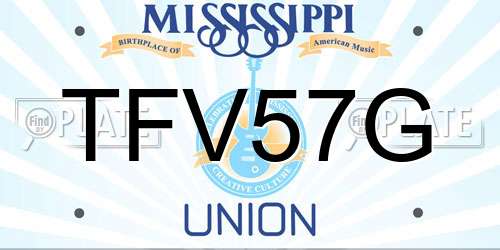 TFV57G Mississippi License Plate