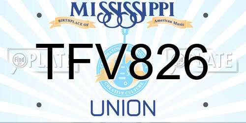 TFV826 Mississippi License Plate