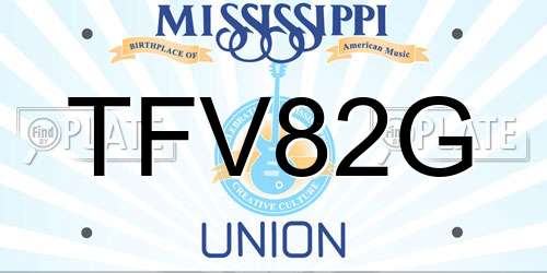 TFV82G Mississippi License Plate