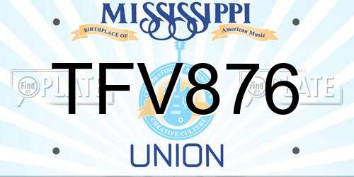 TFV876 Mississippi License Plate
