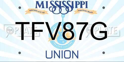 TFV87G Mississippi License Plate