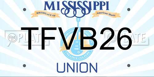 TFVB26 Mississippi License Plate