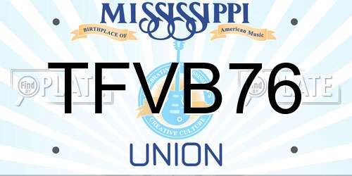 TFVB76 Mississippi License Plate