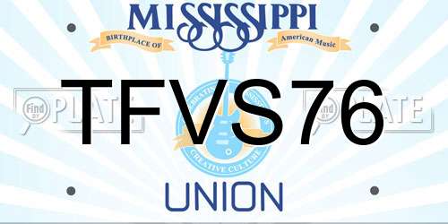 TFVS76 Mississippi License Plate