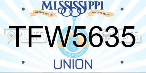 TFW5635 Mississippi License Plate