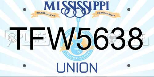 TFW5638 Mississippi License Plate