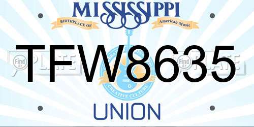 TFW8635 Mississippi License Plate