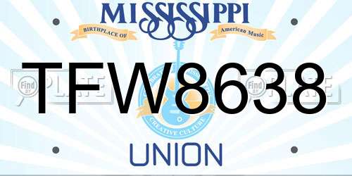 TFW8638 Mississippi License Plate
