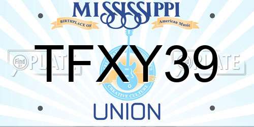 TFXY39 Mississippi License Plate