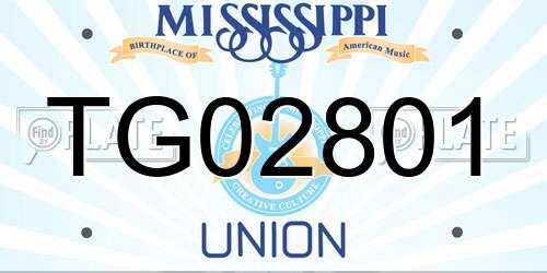 TG02801 Mississippi License Plate