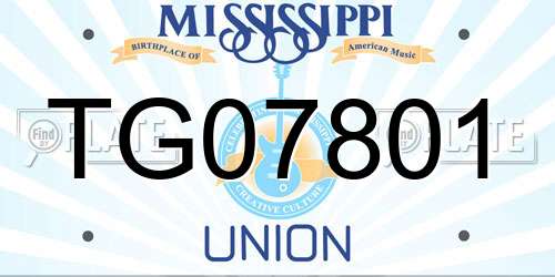 TG07801 Mississippi License Plate