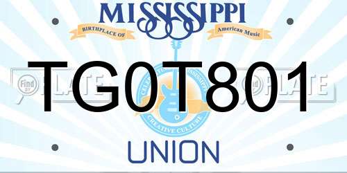 TG0T801 Mississippi License Plate