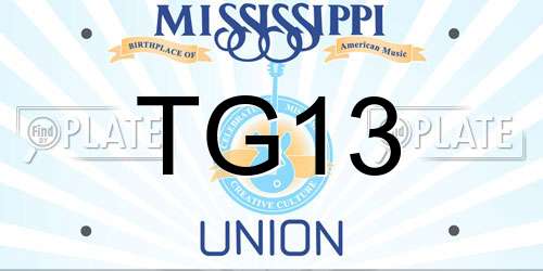 TG13 Mississippi License Plate