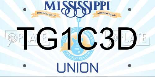 TG1C3D Mississippi License Plate