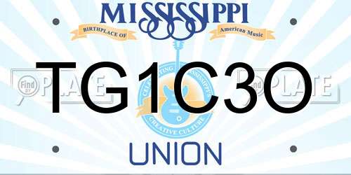 TG1C3O Mississippi License Plate