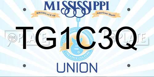 TG1C3Q Mississippi License Plate