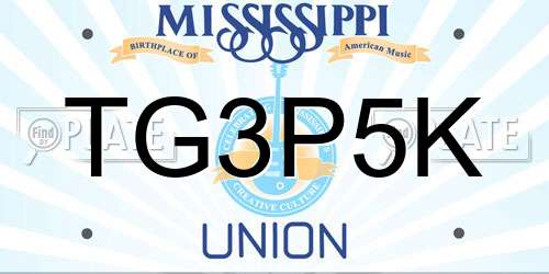 TG3P5K Mississippi License Plate