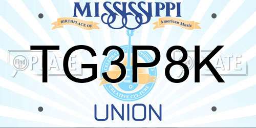 TG3P8K Mississippi License Plate
