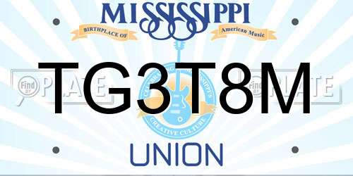 TG3T8M Mississippi License Plate