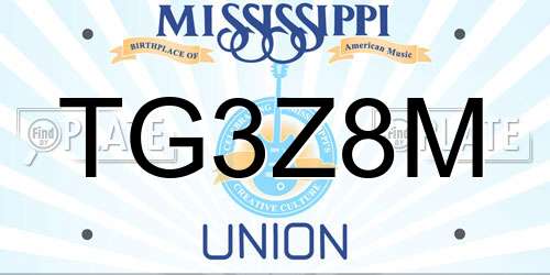 TG3Z8M Mississippi License Plate