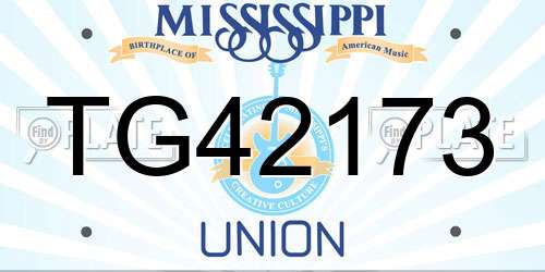 TG42173 Mississippi License Plate