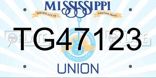 TG47123 Mississippi License Plate