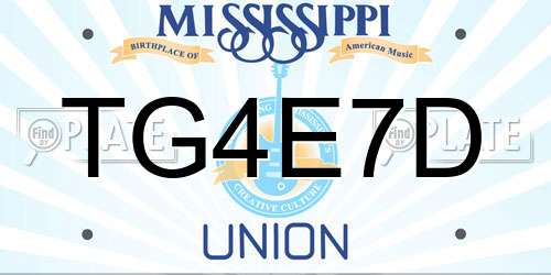 TG4E7D Mississippi License Plate
