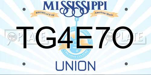TG4E7O Mississippi License Plate