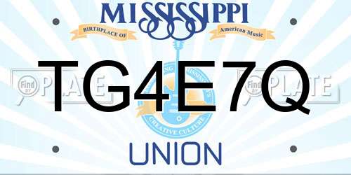 TG4E7Q Mississippi License Plate